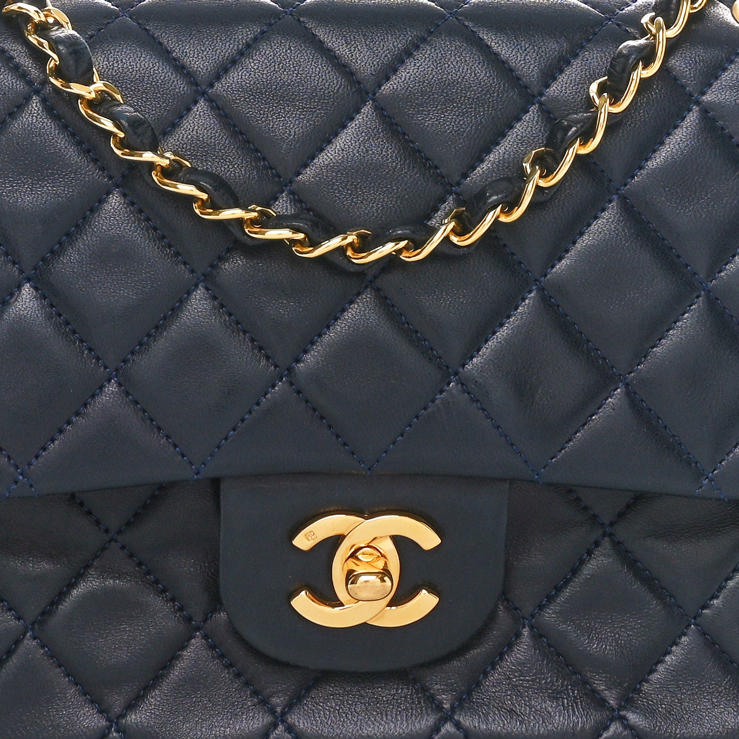 Chanel Lambskin Quilted Small Double Flap Navy 8 of 10