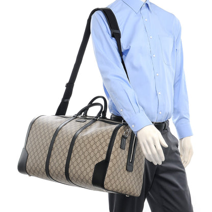 Gucci GG Supreme Monogram Selleria Calfskin Large Duffle Beige Ebony Black 2 of 7