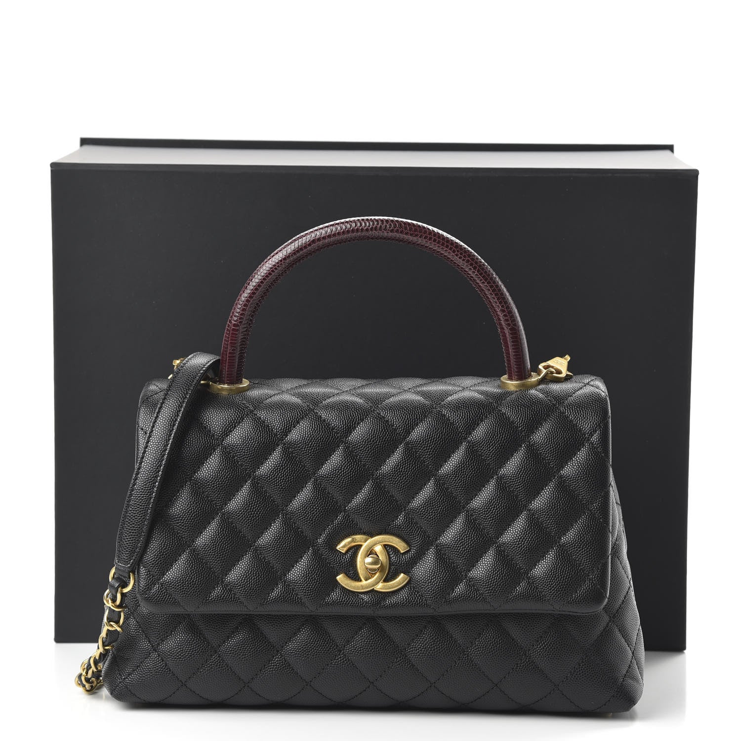 Chanel Caviar Lizard Quilted Small Coco Handle Flap Black 11 of 11