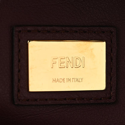 Fendi Vitello Seta Waves Bi-Color Medium Peekaboo Iconic Satchel Bordeaux Latte 7 of 12