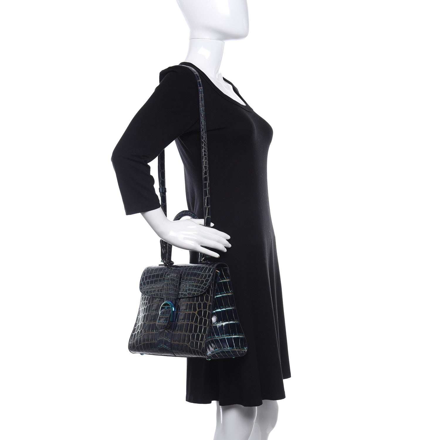 Delvaux Iridescent Alligator MM Brillant Satchel Blue 2 of 10