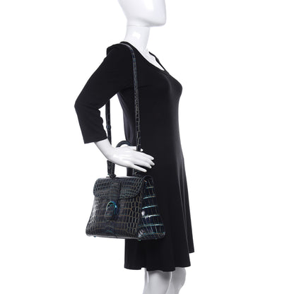 Delvaux Iridescent Alligator MM Brillant Satchel Blue 2 of 10