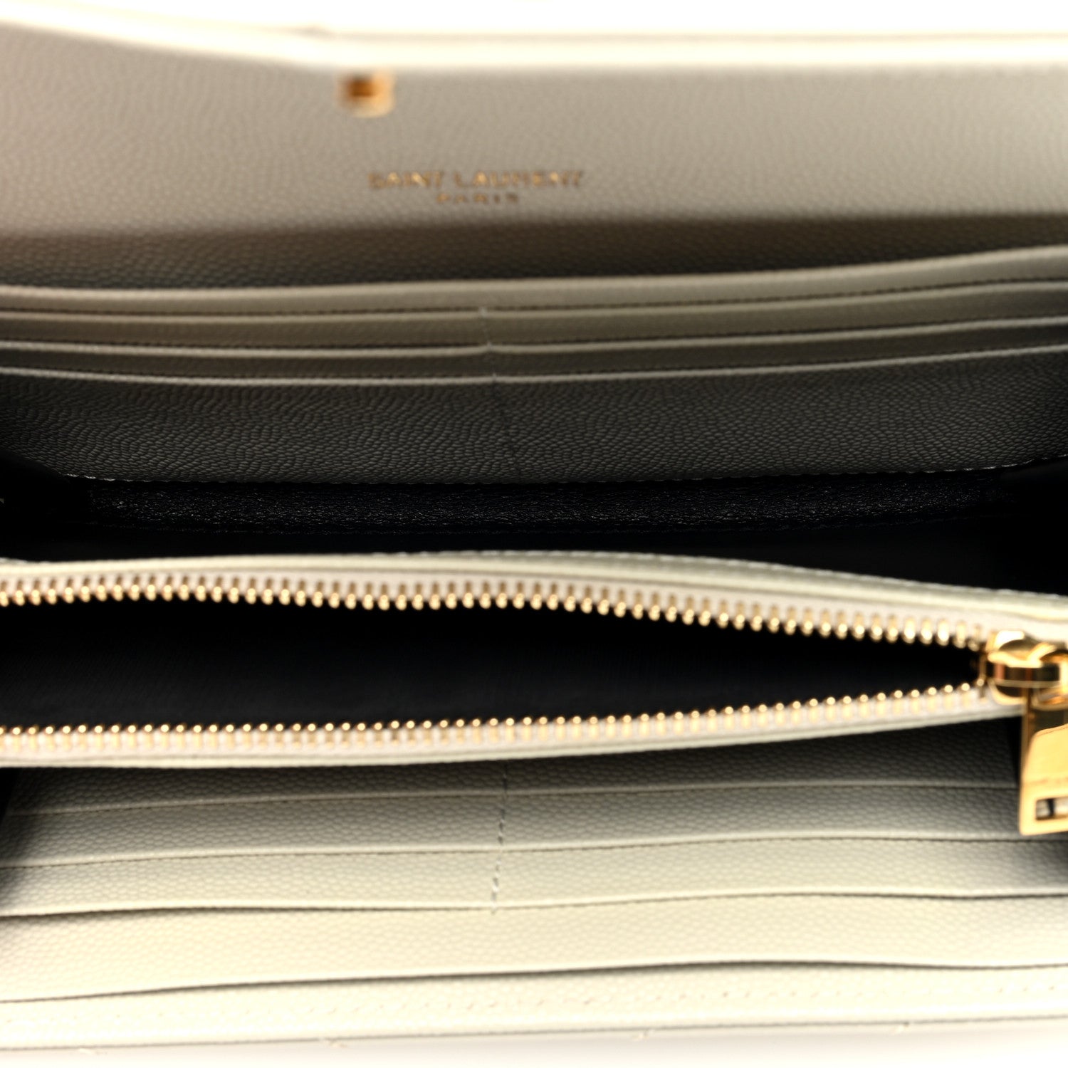 Saint Laurent Grain De Poudre Matelasse Chevron Monogram Flap Wallet Crema Soft 5 of 7