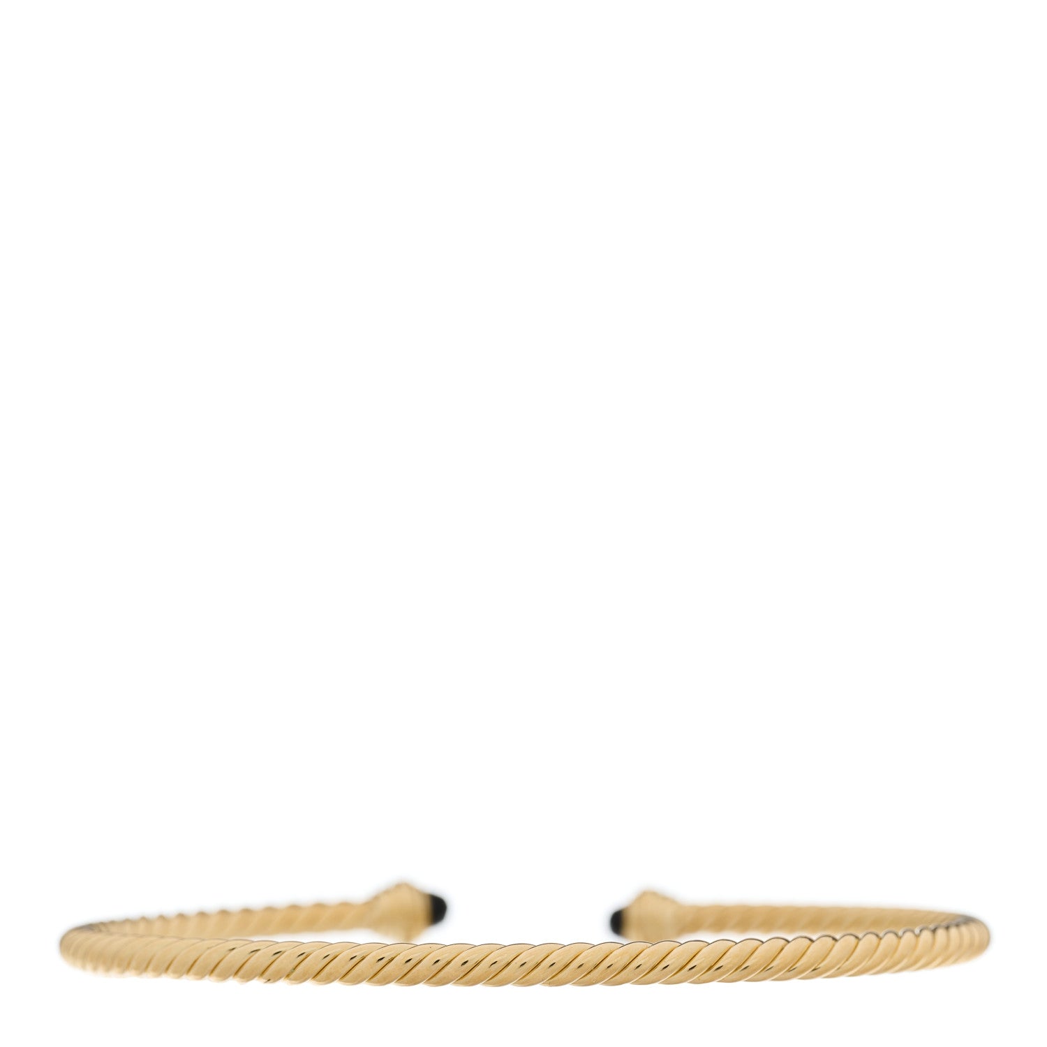 David Yurman 18K Yellow Gold Diamond Black Onyx 3mm Cablespira Bracelet 2 of 4