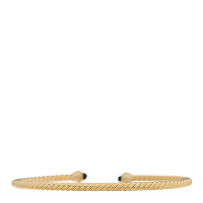 David Yurman 18K Yellow Gold Diamond Black Onyx 3mm Cablespira Bracelet 2 of 4