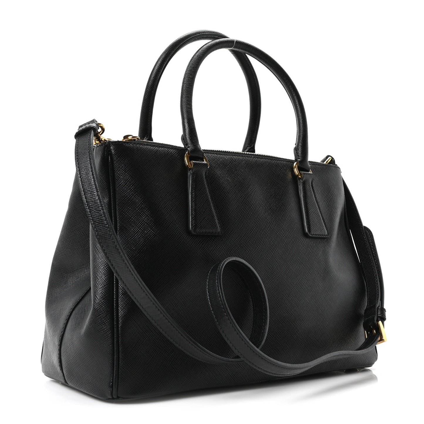 Saffiano Small Galleria Double Zip Tote Black