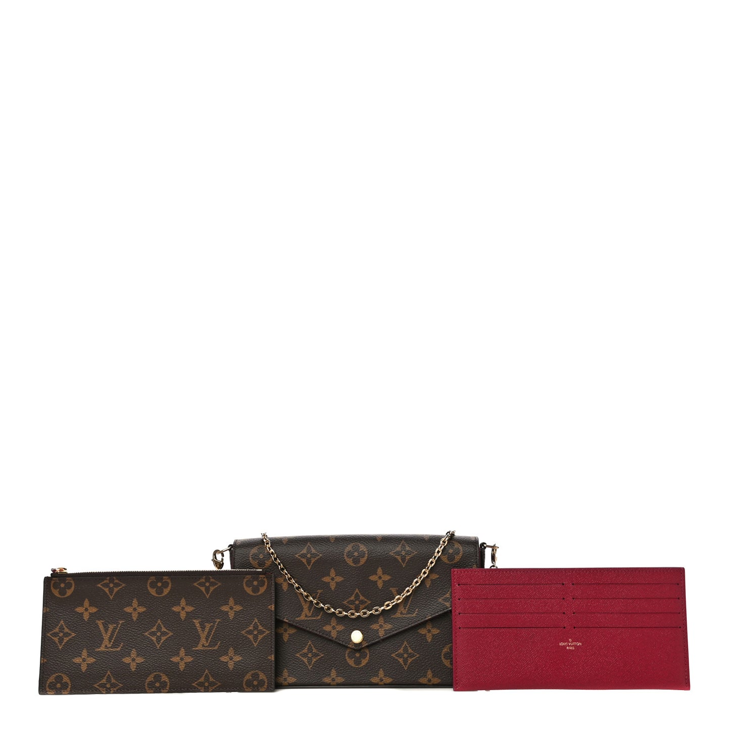 Monogram Pochette Felicie Chain Wallet Fuchsia