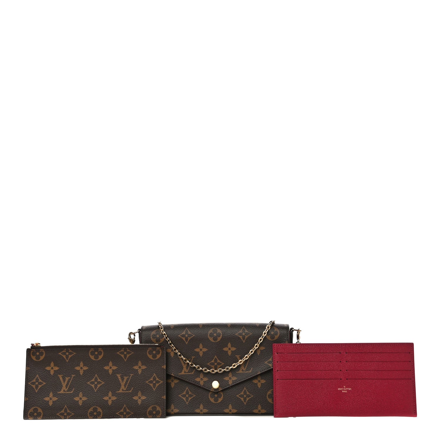 Louis Vuitton Monogram Pochette Felicie Chain Wallet Fuchsia 1 of 14