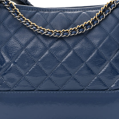 Chanel Patent Goatskin Quilted Medium Gabrielle Hobo Blue 8 of 13