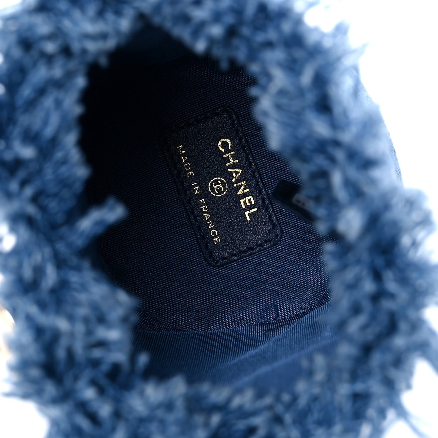 Denim Quilted Mood Mini Bucket With Chain Blue Multicolor