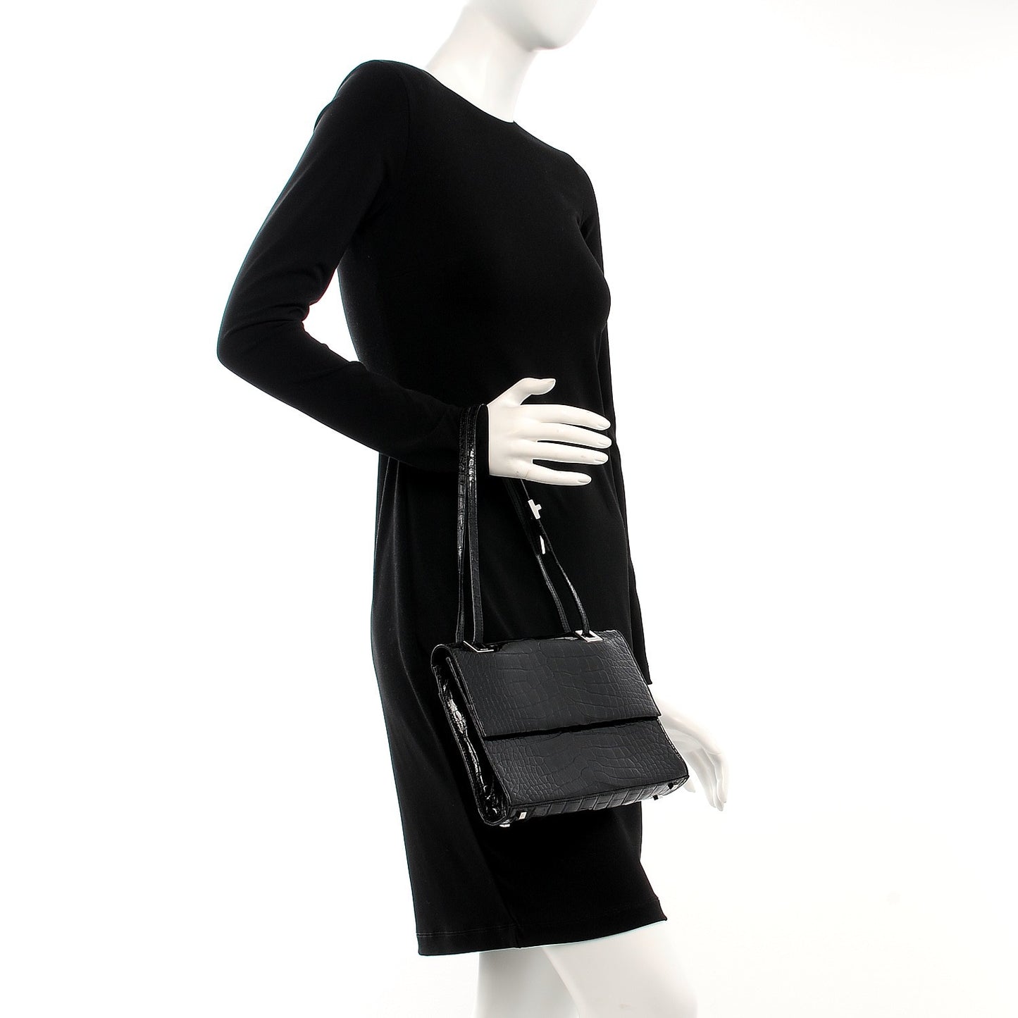 Alligator Shoulder Bag Black
