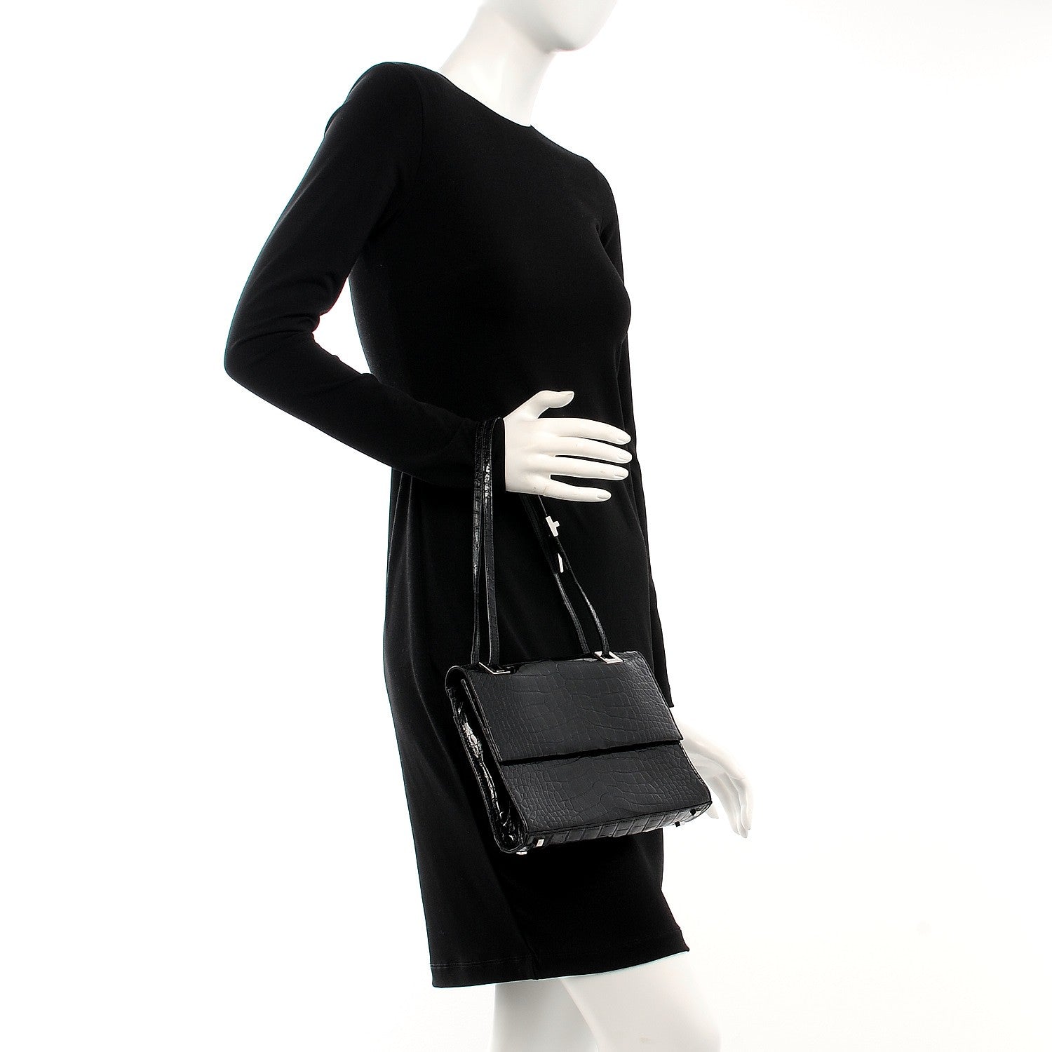 Gucci Alligator Shoulder Bag Black 2 of 7