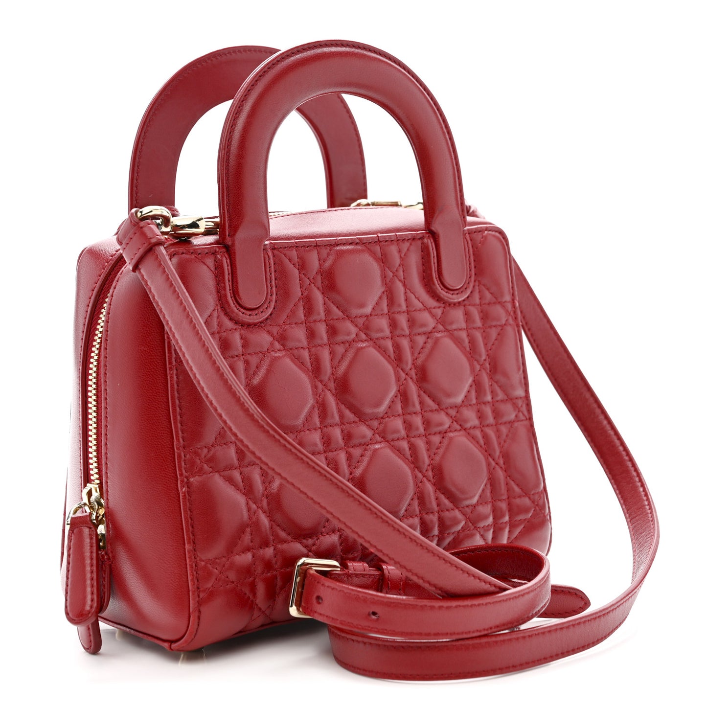 Lambskin Cannage Lily Tote Dark Red
