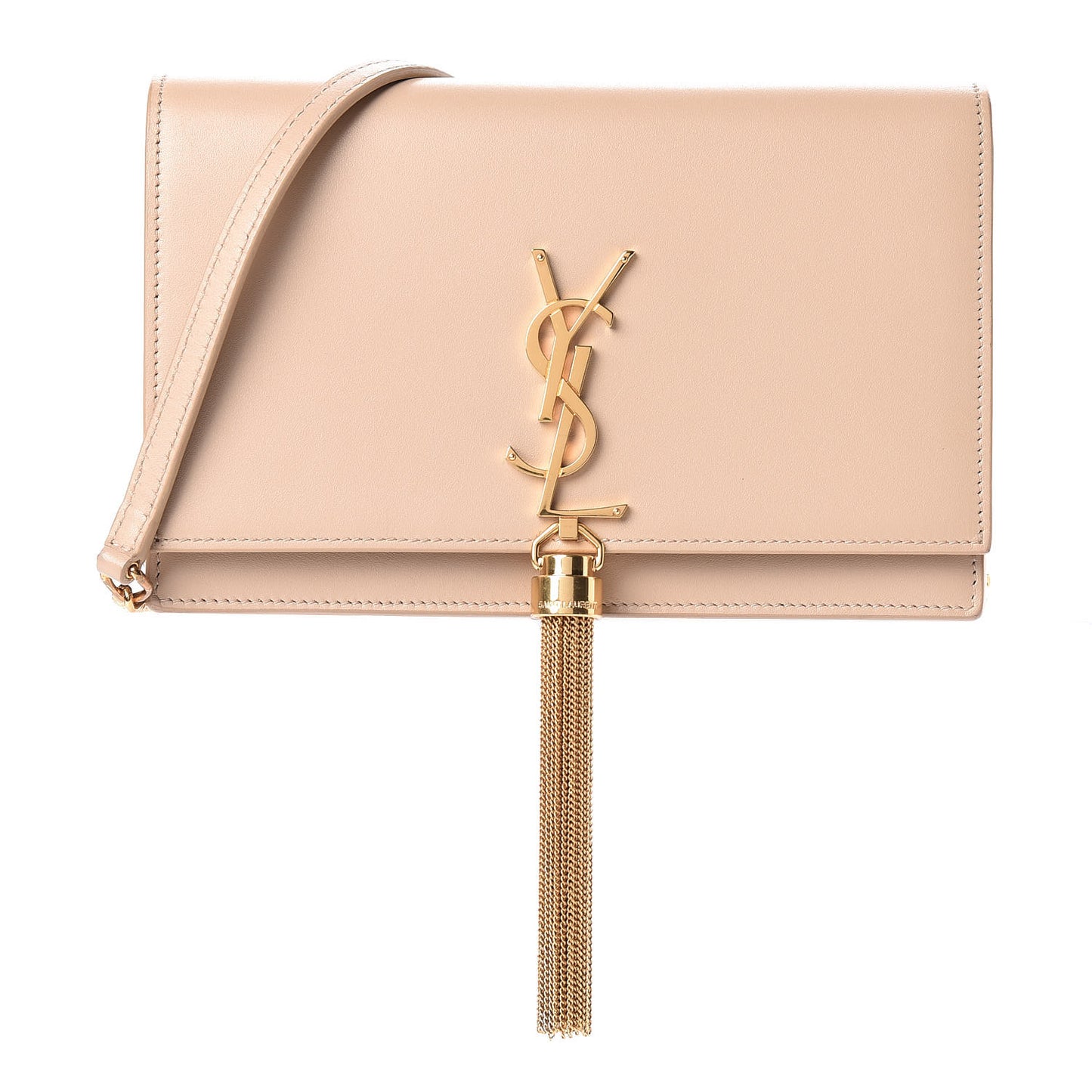 Smooth Calfskin Classic Monogram Kate Tassel Chain Wallet Nude Powder