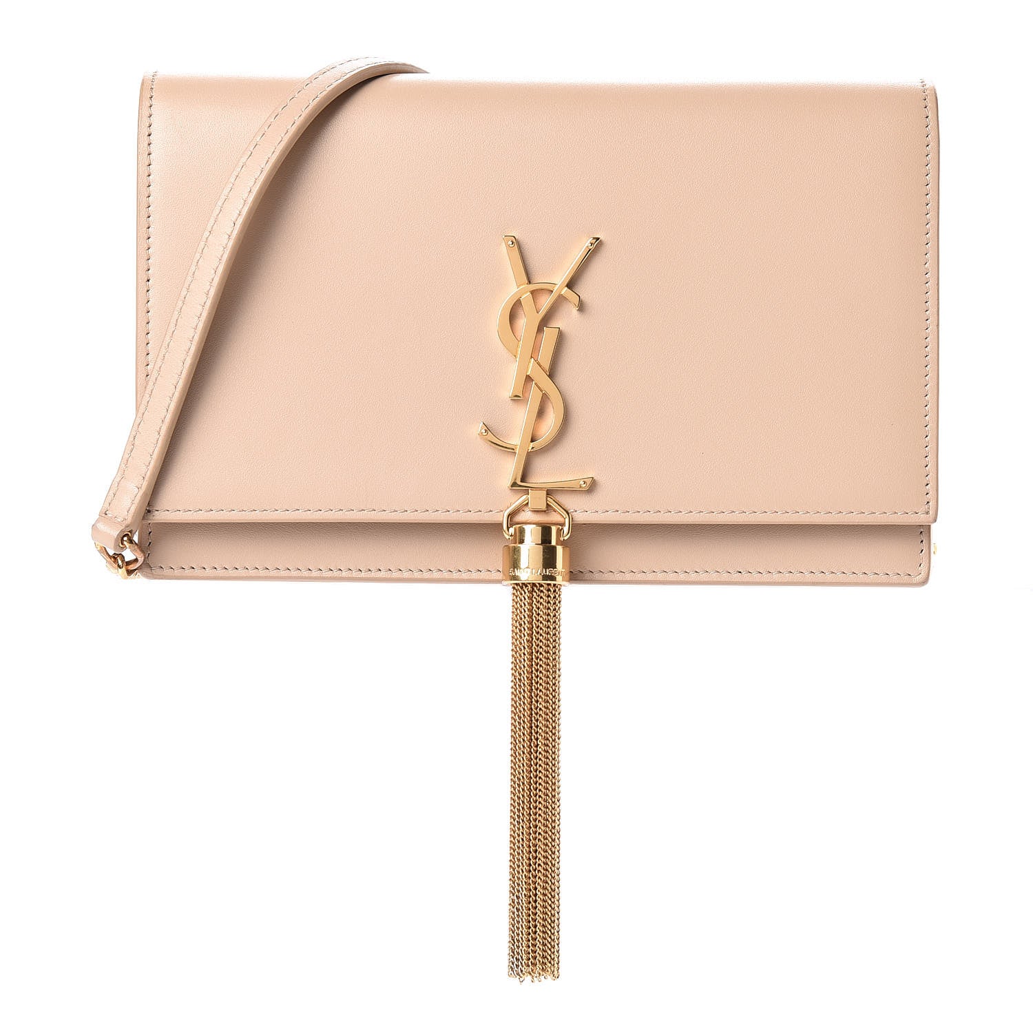 Saint Laurent Smooth Calfskin Classic Monogram Kate Tassel Chain Wallet Nude Powder 1 of 15