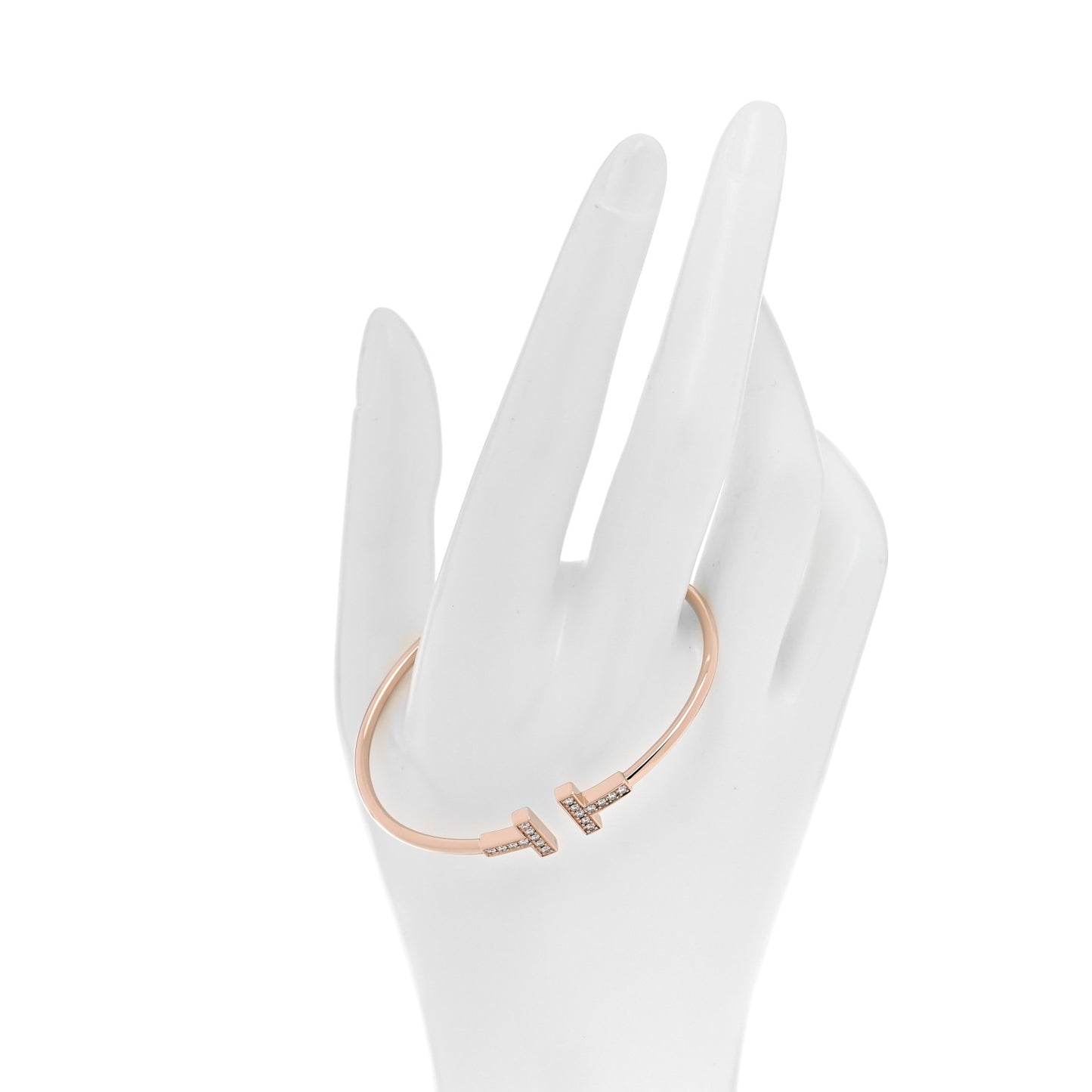 18K Rose Gold Diamond T Wire Bracelet