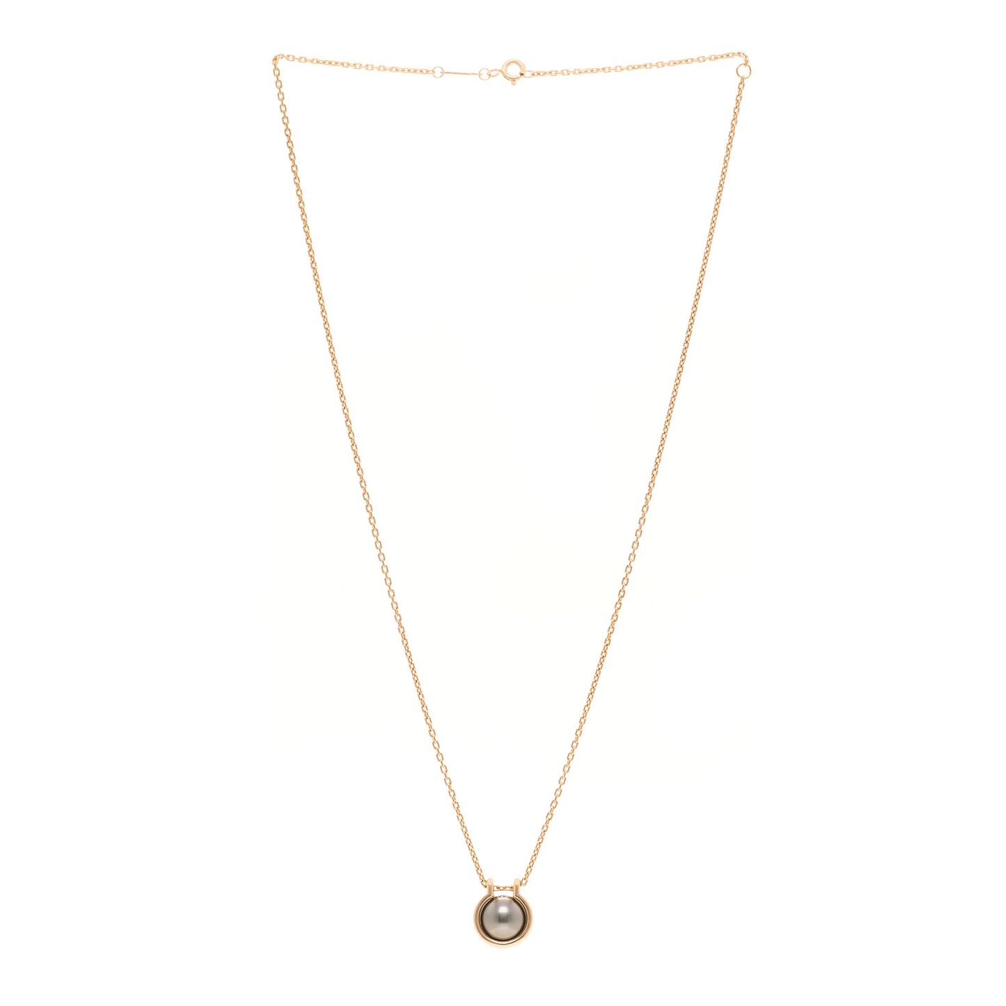 18K Rose Gold Gray Cultured Pearl Hardwear Link Pendant Necklace