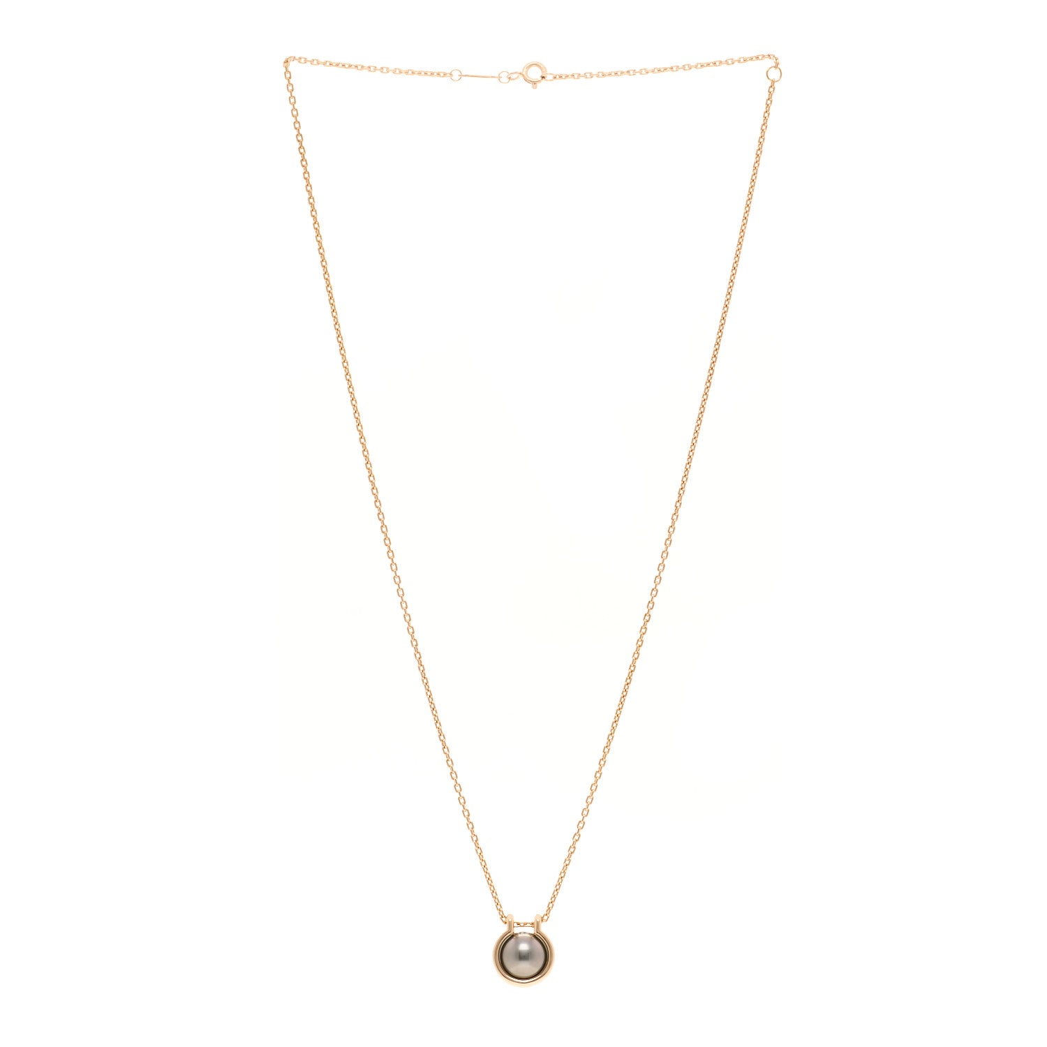 Tiffany 18K Rose Gold Gray Cultured Pearl Hardwear Link Pendant Necklace 3 of 4