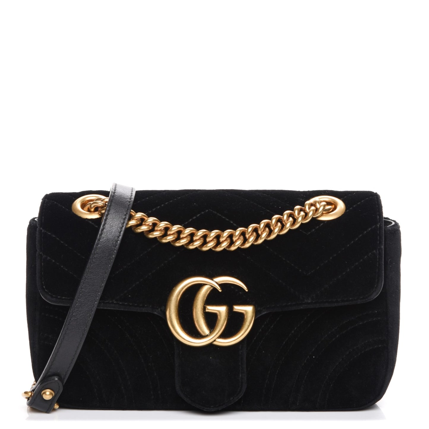 Velvet Matelasse Mini GG Marmont Shoulder Bag Black