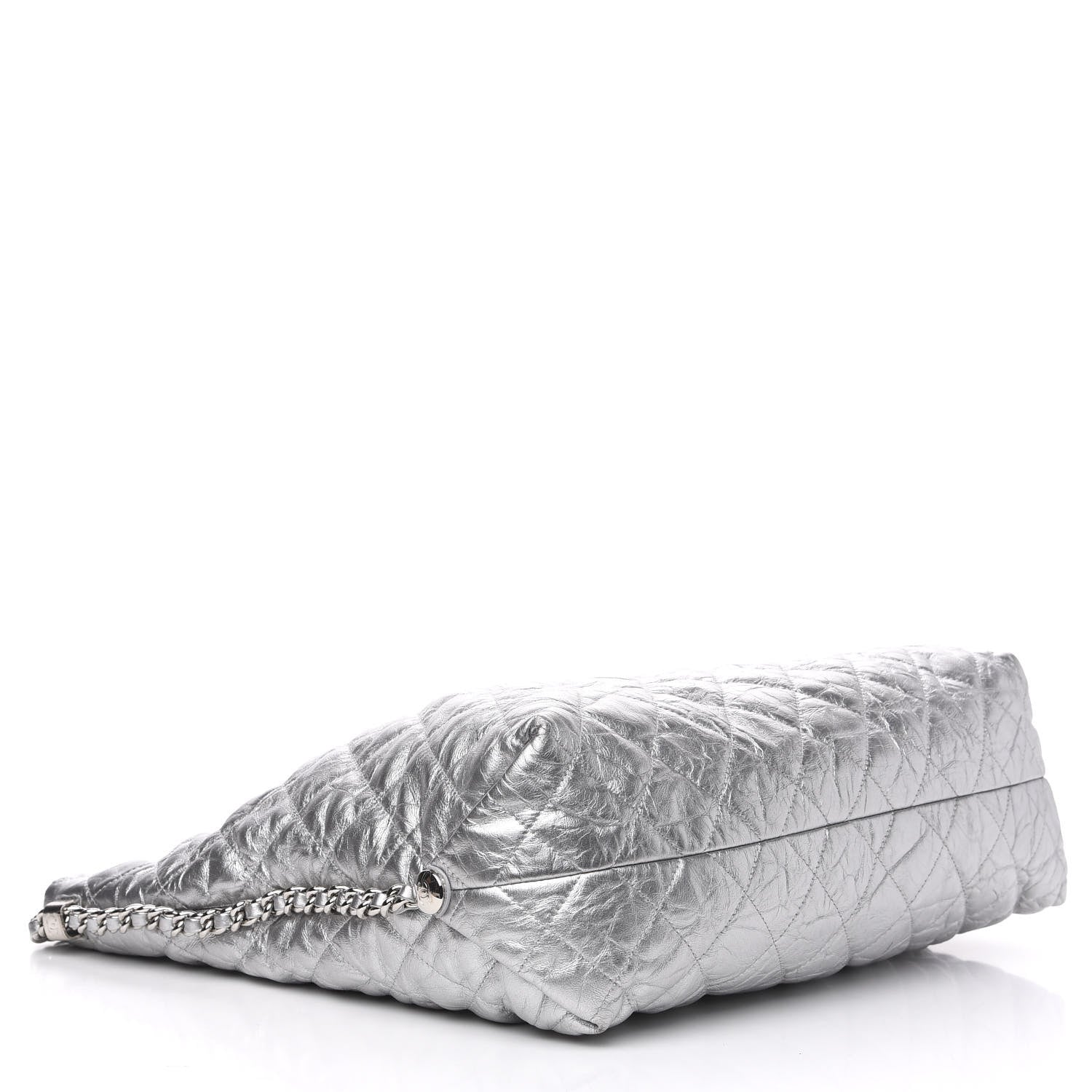 Chanel Metallic Crackled Calfskin Quilted Large Big Bang Hobo Silver 4 of 11