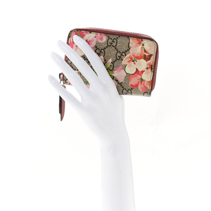 Gucci GG Supreme Monogram Blooms Zip Around Card Case Wallet Beige Multicolor Dry Rose 2 of 7
