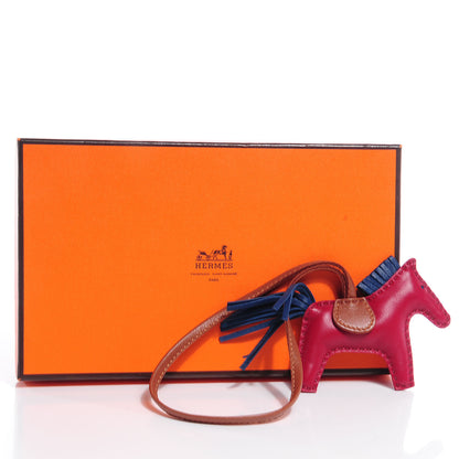 Hermes Milo Lambskin Grigri Rodeo Horse Bag Charm PM Bleu de Malte Rubis Fauve 5 of 5