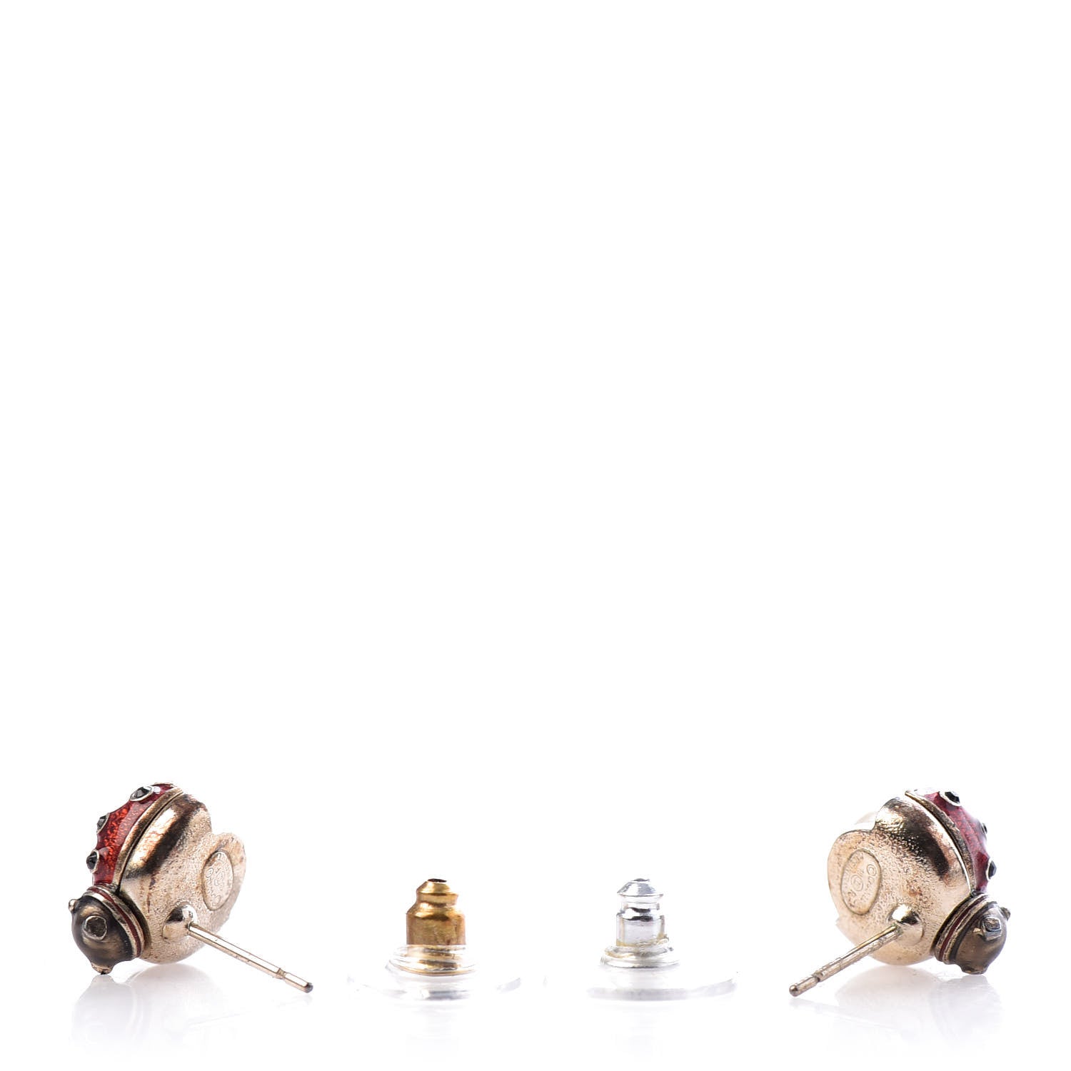 Chanel Enamel CC Ladybug Earrings Gold 3 of 5