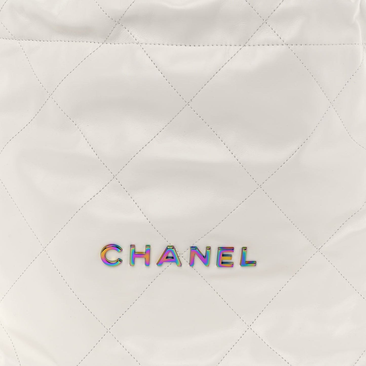 Shiny Calfskin Quilted Small Rainbow Chanel 22 White