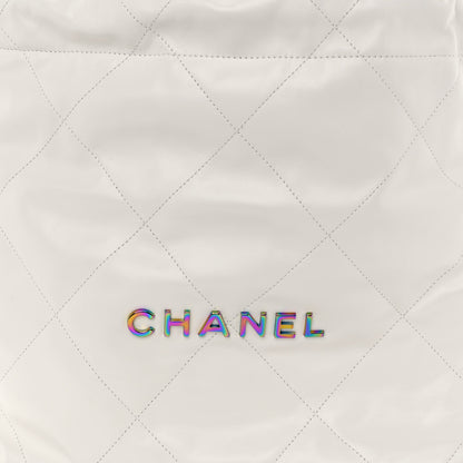Chanel Shiny Calfskin Quilted Small Rainbow Chanel 22 White 9 of 11