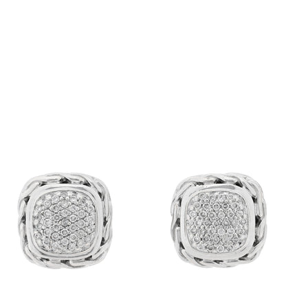 John Hardy Sterling Silver Diamond Classic Chain Square Earrings 1 of 4