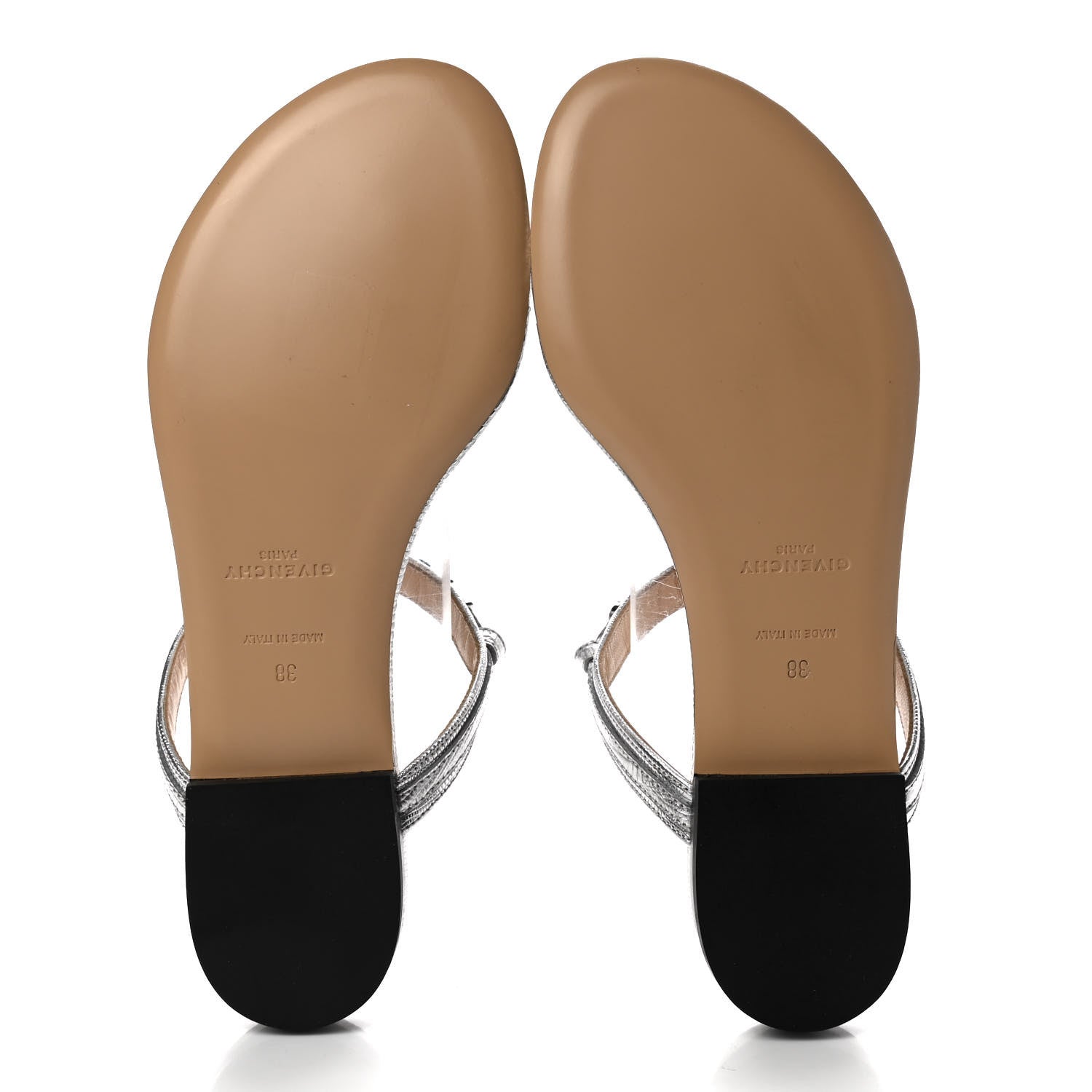 Givenchy Calfskin Logo Thong Sandals 38 Silver 5 of 8