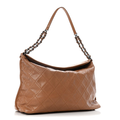 Chanel Caviar Quilted CC Hobo Bag Dark Beige 3 of 14