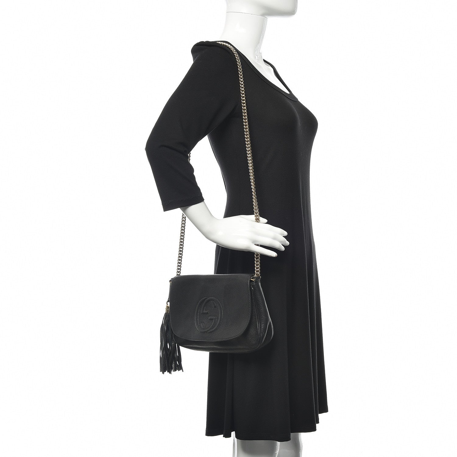 Gucci Pebbled Calfskin Medium Soho Flap Crossbody Black 2 of 8