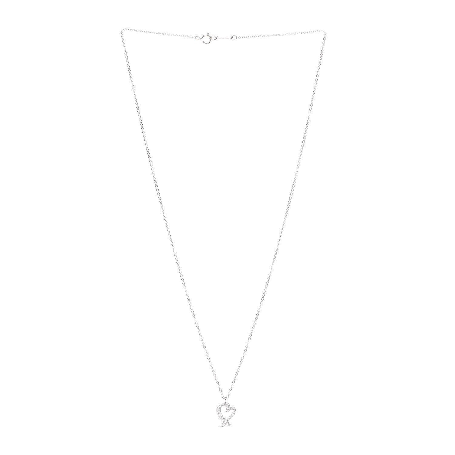 Tiffany 18K White Gold Diamond Mini Paloma Picasso Loving Heart Pendant Necklace 3 of 5