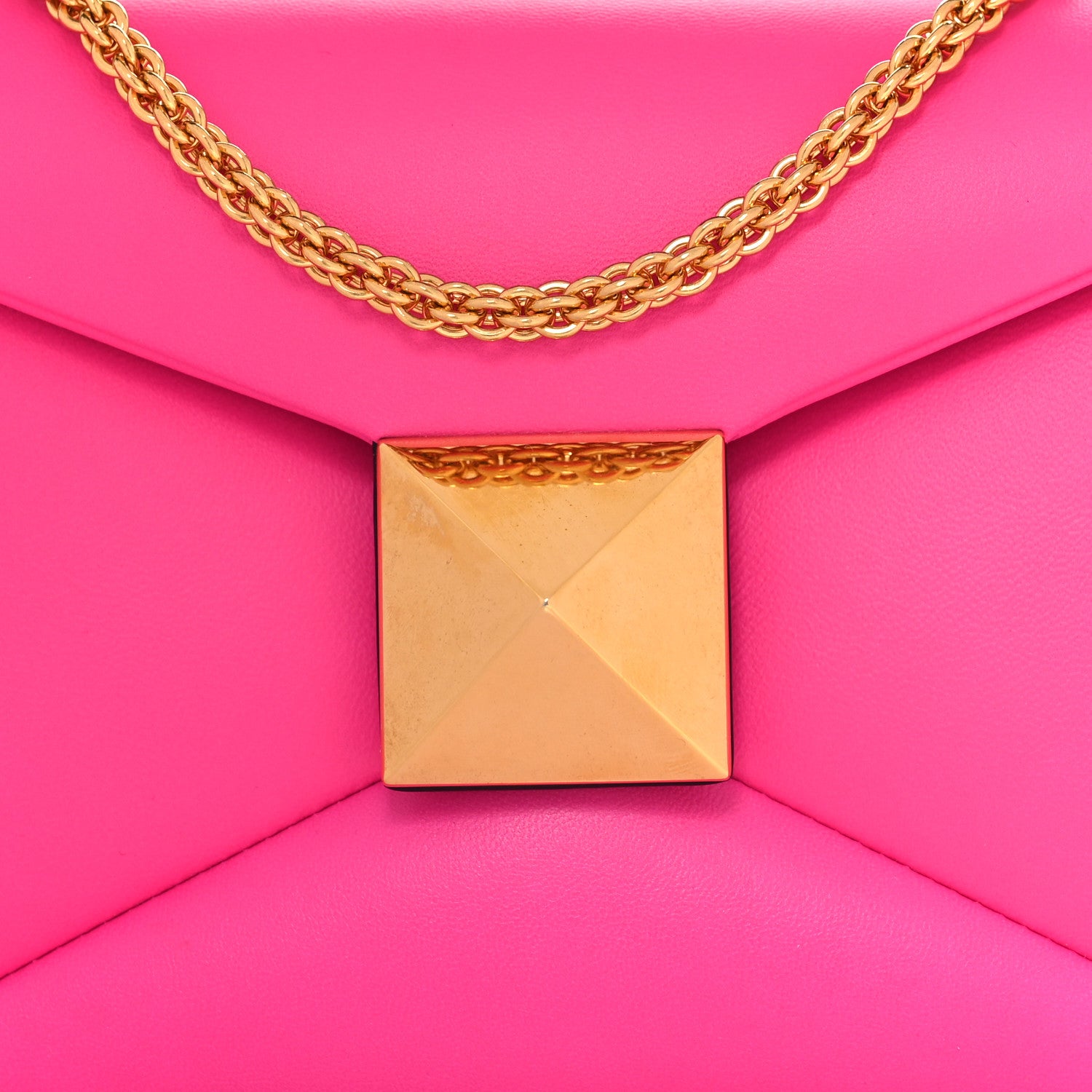 Valentino Garavani Nappa One Stud Chain Clutch Pink PP 8 of 10