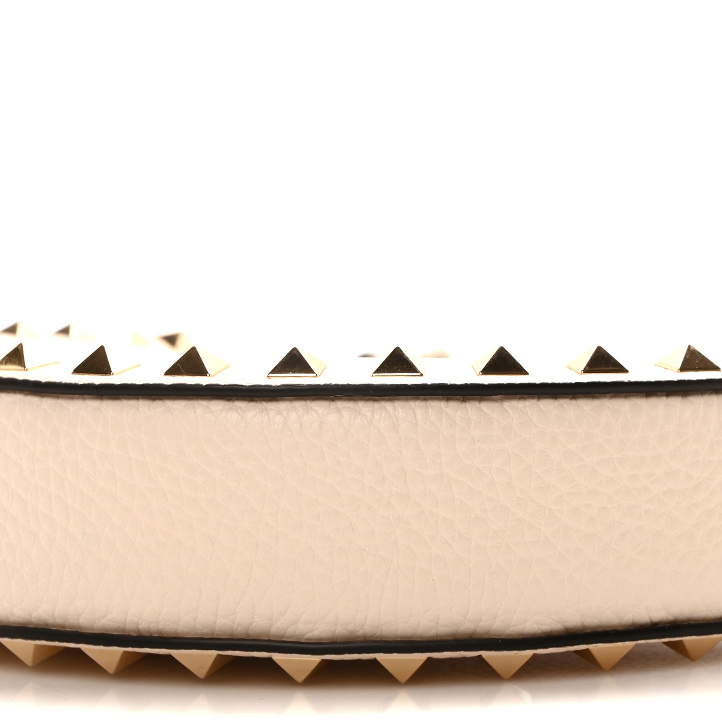 Grainy Calfskin Mini Rockstud Hobo Ivory