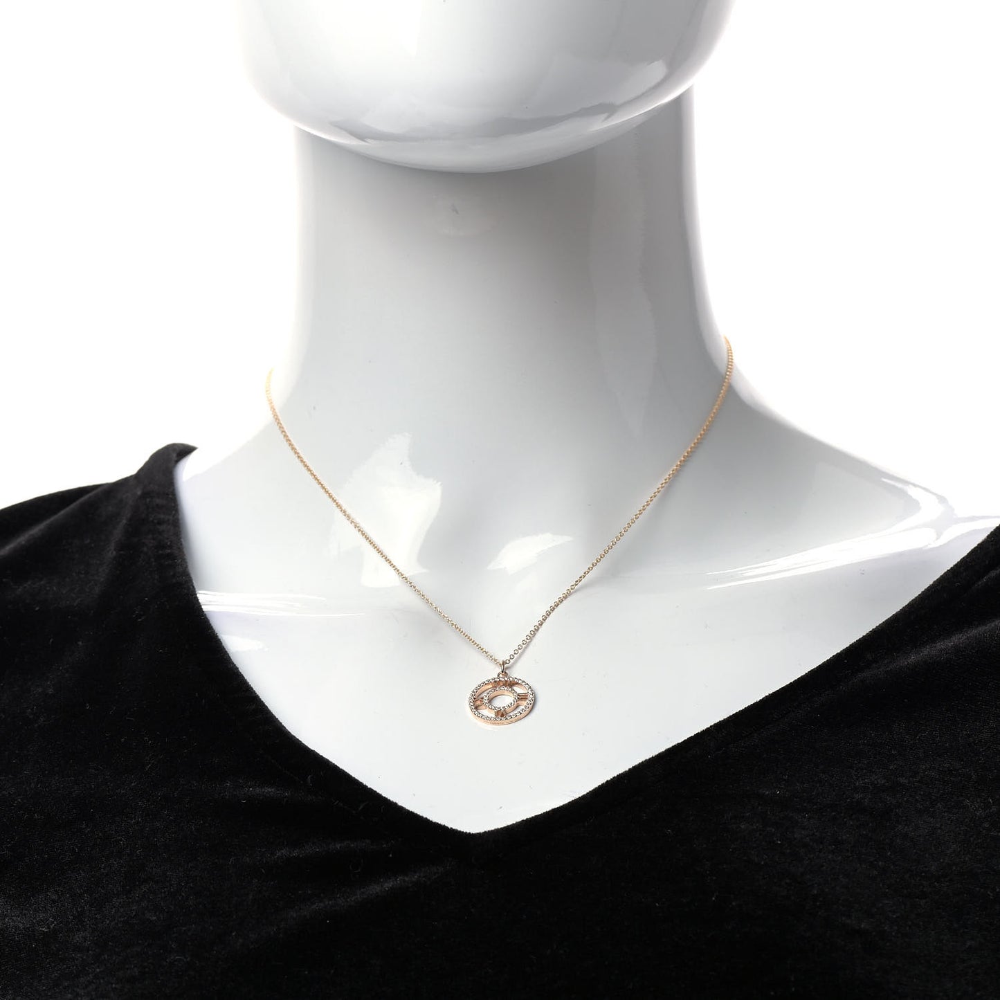 18K Rose Gold Diamond Small Atlas Open Pave Pendant Necklace
