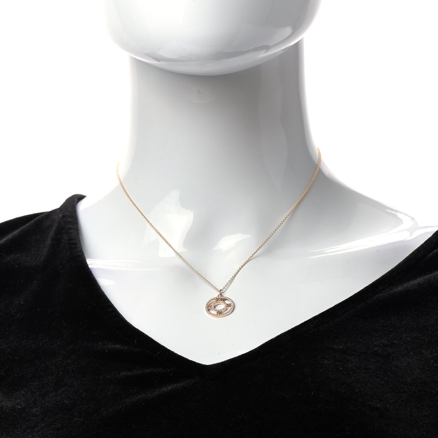 Tiffany 18K Rose Gold Diamond Small Atlas Open Pave Pendant Necklace 2 of 8