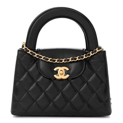 Chanel Shiny Aged Calfskin Quilted Nano Kelly Shopper Black 1 of 11