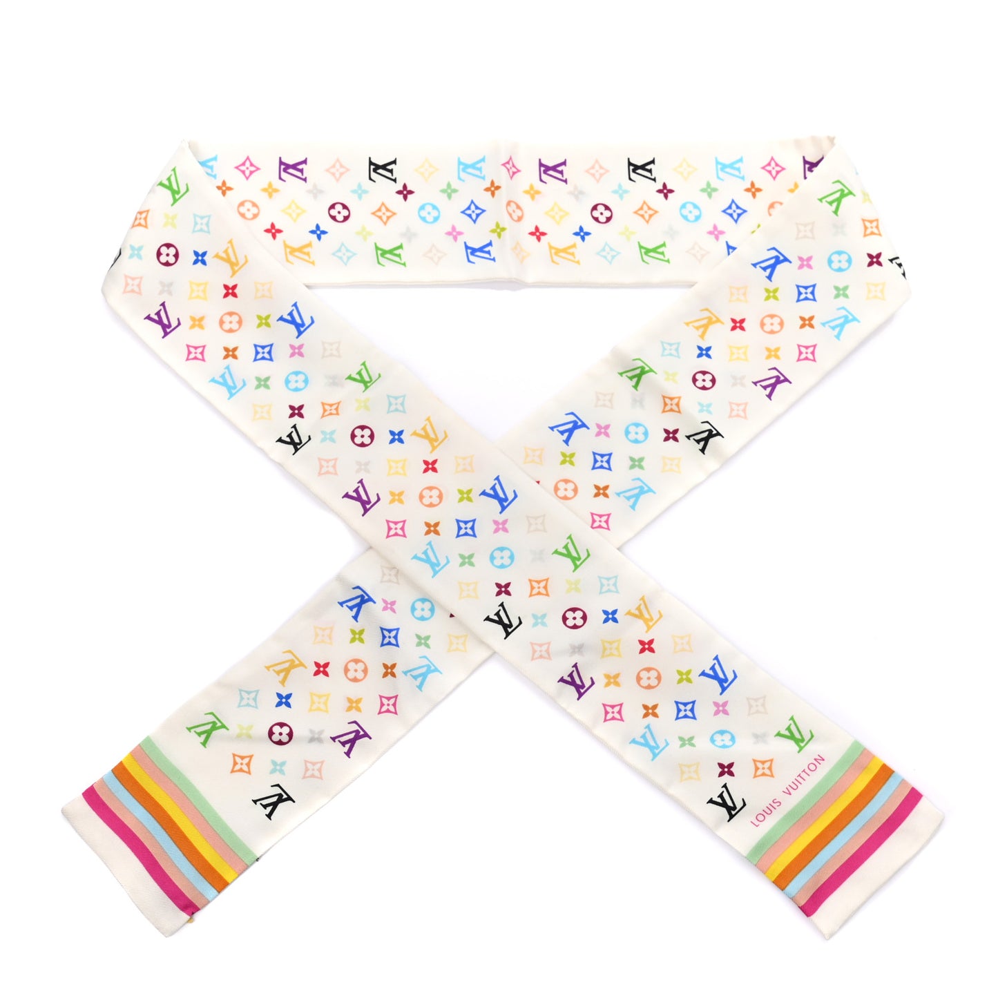 Silk Monogram Multicolor Bandeau White