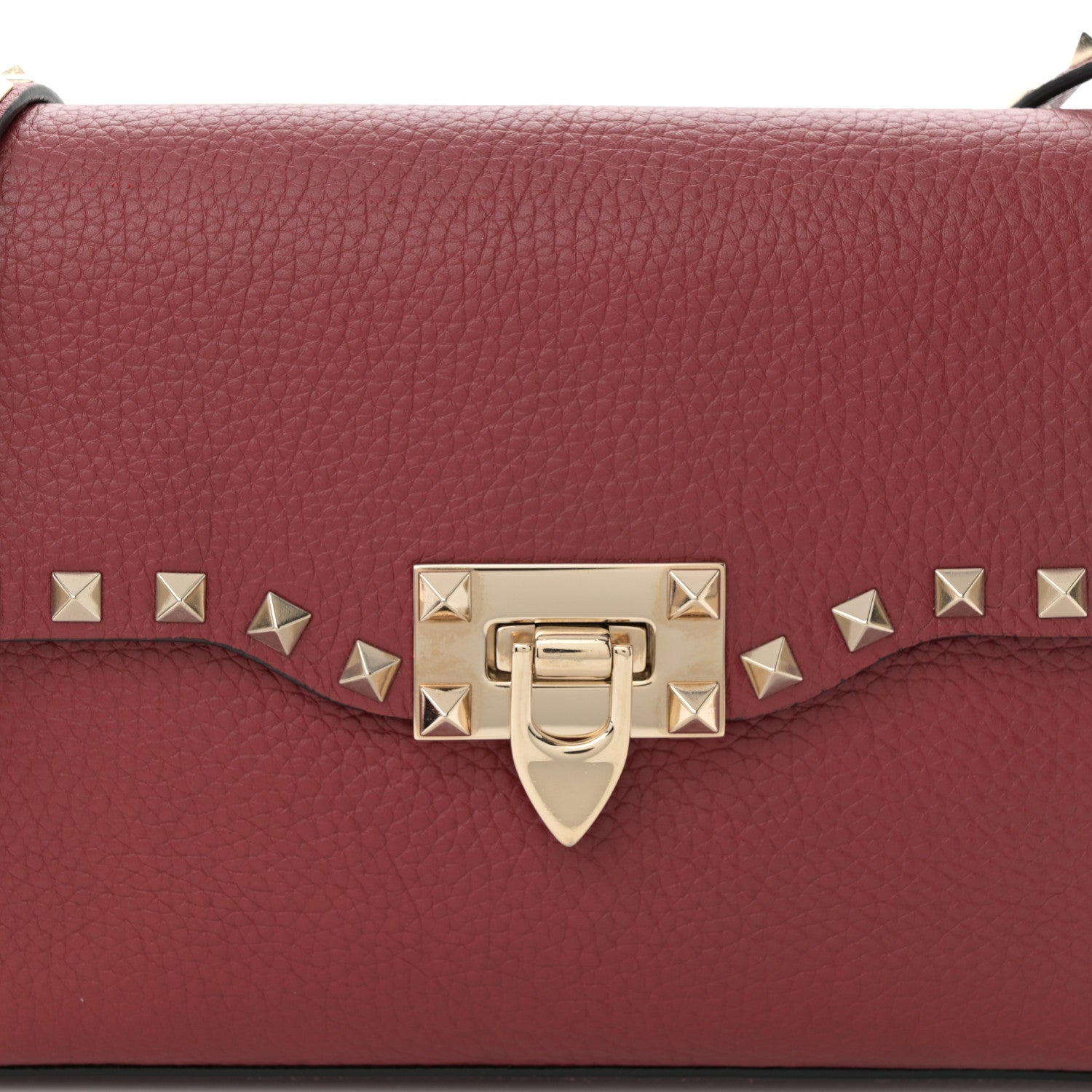 Valentino Garavani Pebbled Calfskin Medium Rockstud Flip Lock Crossbody Bag Rubin 7 of 10