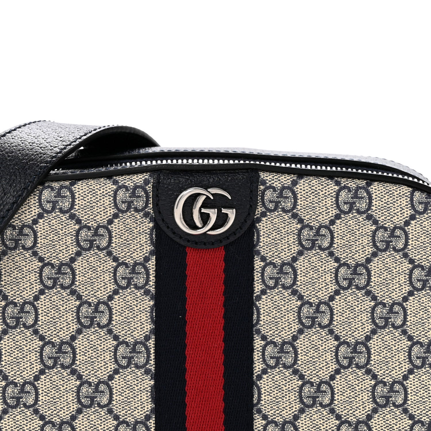 Gucci GG Supreme Monogram Textured Dollar Calfskin Web Small Ophidia Camera Bag Beige Blue 8 of 10