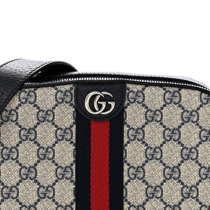 Gucci GG Supreme Monogram Textured Dollar Calfskin Web Small Ophidia Camera Bag Beige Blue 8 of 10