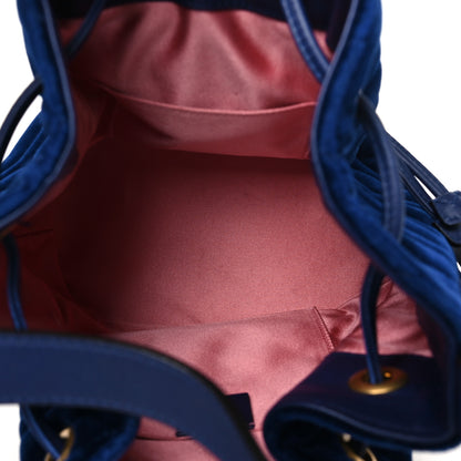 Gucci Velvet Matelasse GG Marmont Bucket Bag Cobalt Blue 5 of 10