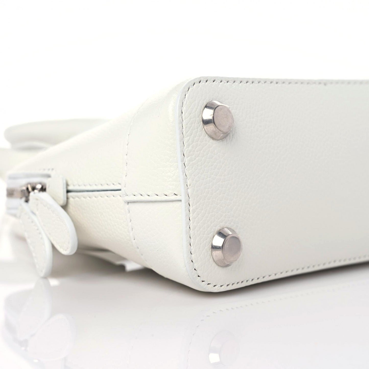 Grained Calfskin XXS Ville Top Handle Bag White Black