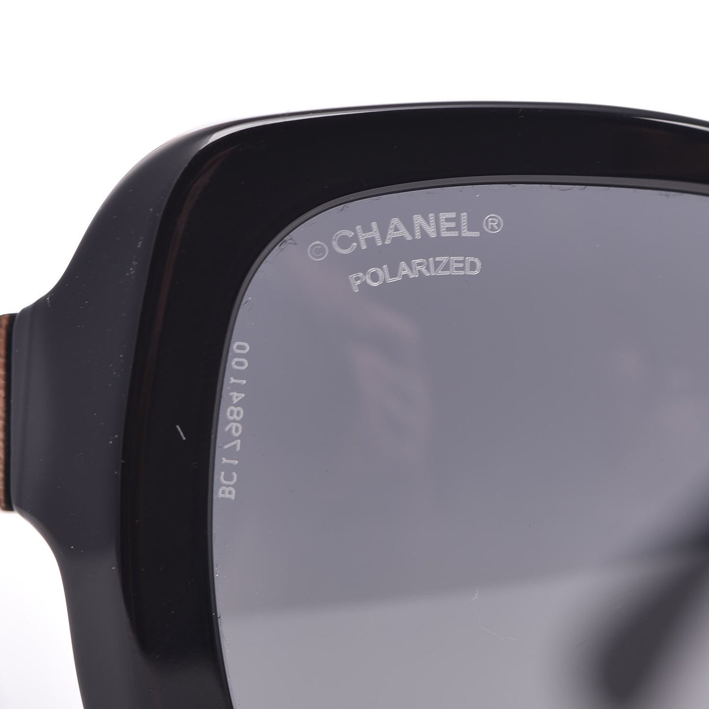 Acetate Metal Polarized Chain Square Sunglasses 5305 Black