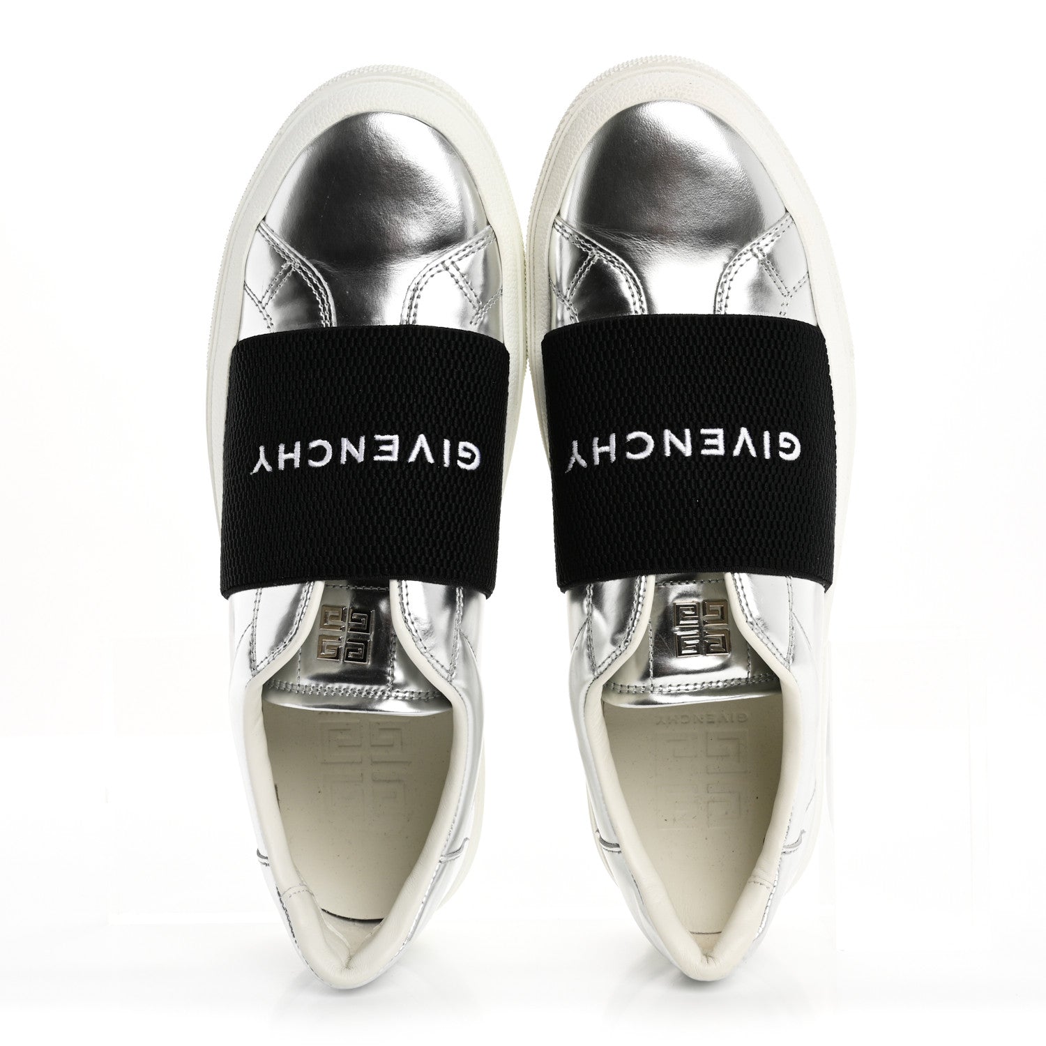 Givenchy Calfskin Band Logo Womens City Sneakers 41 Silvery 2 of 9