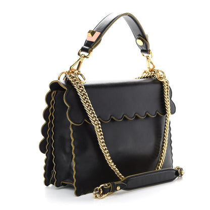 Fendi Vitello Liberty Scalloped Studded Kan I Shoulder Bag Black 3 of 11