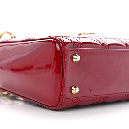 Christian Dior Patent Cannage Mini Lady Dior Red 9 of 11