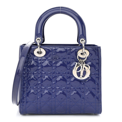 Christian Dior Patent Cannage Medium Lady Dior Blue 1 of 12
